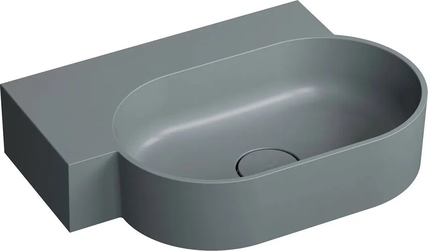 Lavoar suspendat Omnires Ovo M+ finisaj gri cenusa mat 55.5 cm stanga