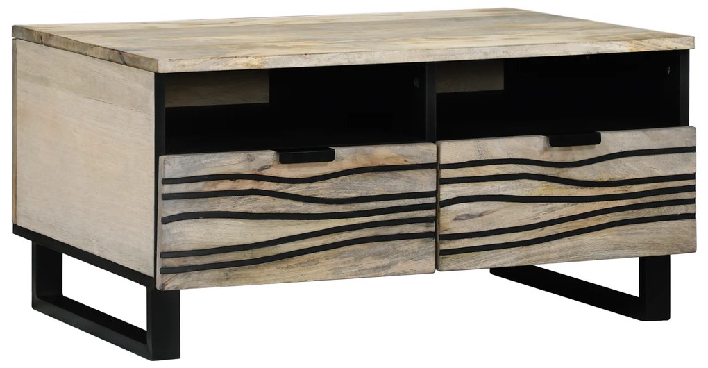vidaXL Masă de cafea cu sertar cu depozitare Alb, Negru 80 x 50 x 40 cm