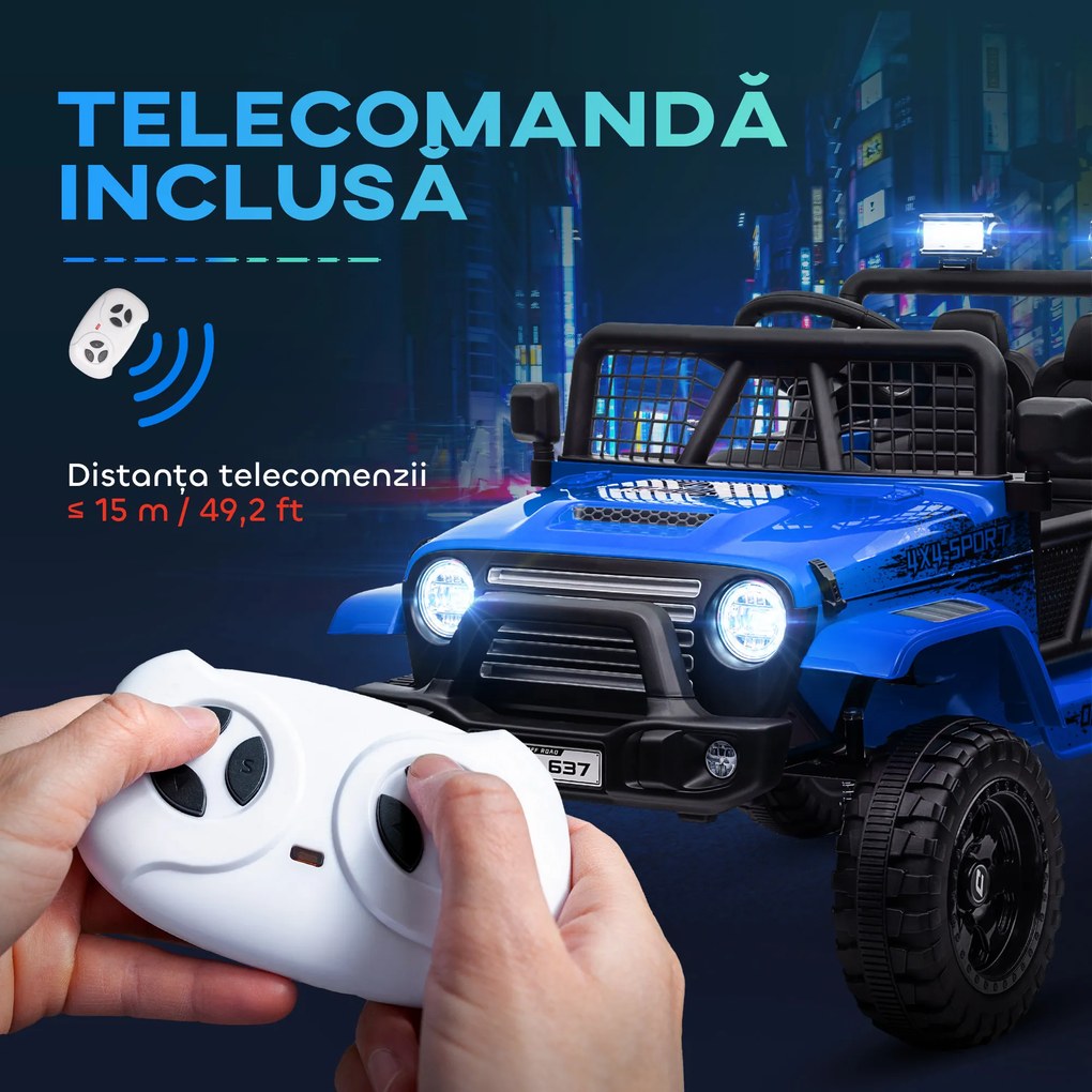 AIYAPLAY Mașină Offroad pentru Copii 3-6 Ani 12V cu Telecomandă Albastru | Aosom Romania