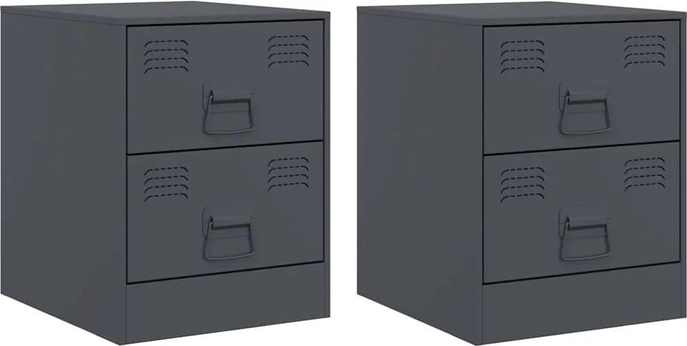 vidaXL Noptiere, 2 buc., antracit, 34,5x39x44 cm, oțel