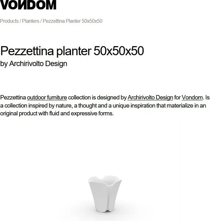 Ghiveci flori / Jardiniera plante de exterior / interior design modern premium PEZZETTINA PLANTER 50x50x50 56006R Vondom