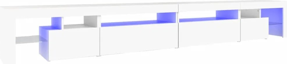 vidaXL Comodă TV cu lumini LED, alb, 290x36,5x40 cm