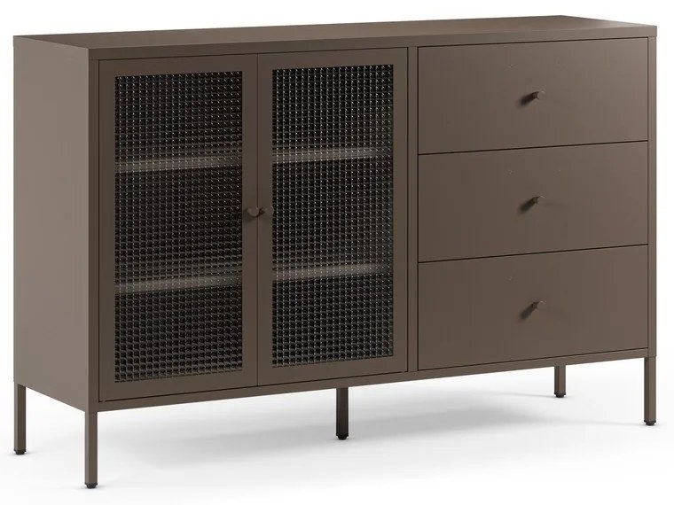 Vitrină gri din metal 140x90x40 cm Layna – Marckeric