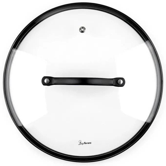 Cratiță Luigi Ferrero Symphony FR-2410, 24x11.5 cm, 4.3 l, Acoperire antiaderentă, Capac din sticlă cu gaură pentru abur, Mânere din oțel cu PVD, Inducție, Marmură neagră