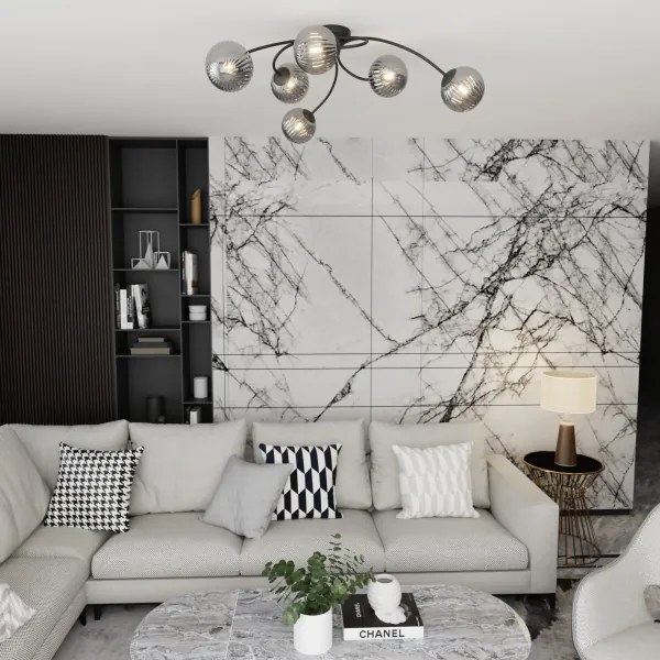 Lustră aplicată VIBRA 6xE14/10W/230V negru/gri