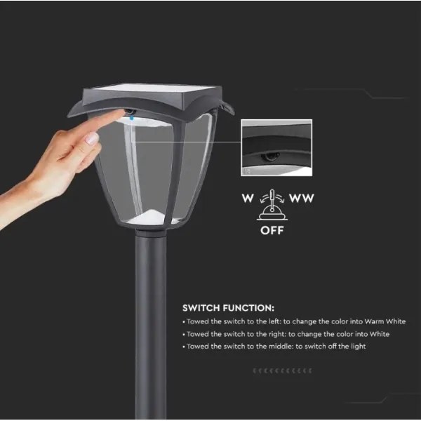 Lampă solară LED 2W 230V 93 cm 3000/6000K IP65 2200 mAh