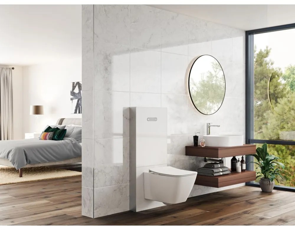 Modul Ideal Standard NeoX pentru vas wc suspendat, sticla alba, actionare pneumatica Alb