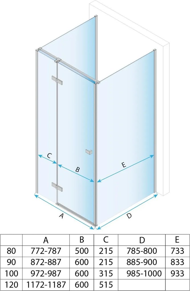 Cabina de dus Rea Atlas 80x90 cu deschidere pe stanga auriu periat