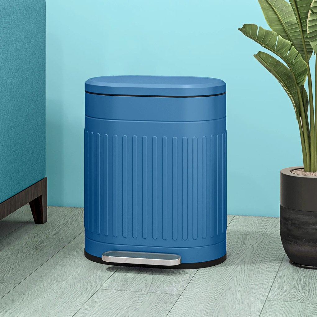 HOMCOM Coș de gunoi de bucătărie coș de gunoi cu pedală 20L capac cu închidere ușoară găleată interioară detașabilă 36,5 x 31,2 x 45 cm albastru | Aosom Romania