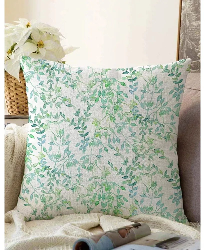 Față de pernă din amestec de bumbac Minimalist Cushion Covers Twiggy, 55 x 55 cm, bej-verde