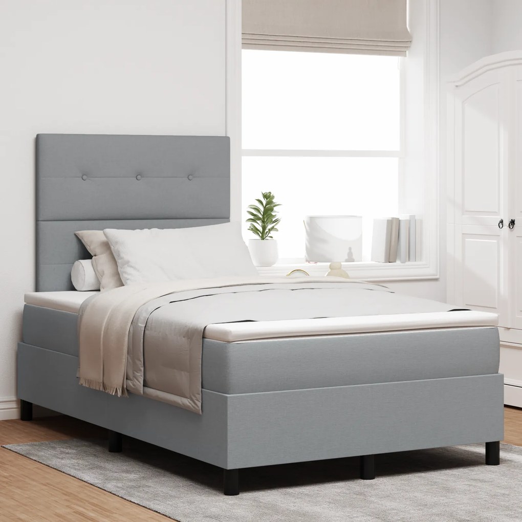 vidaXL Pat cu saltea cu arcuri și LED-uri , gri, 120 x 190 cm