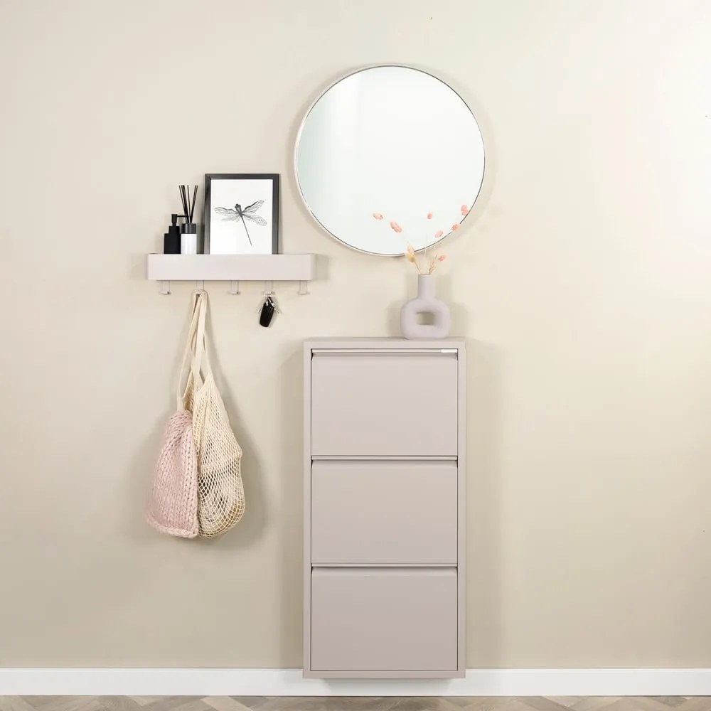 Pantofar taupe cu deschidere înclinată din metal 50x103x15 cm Billy – Spinder Design