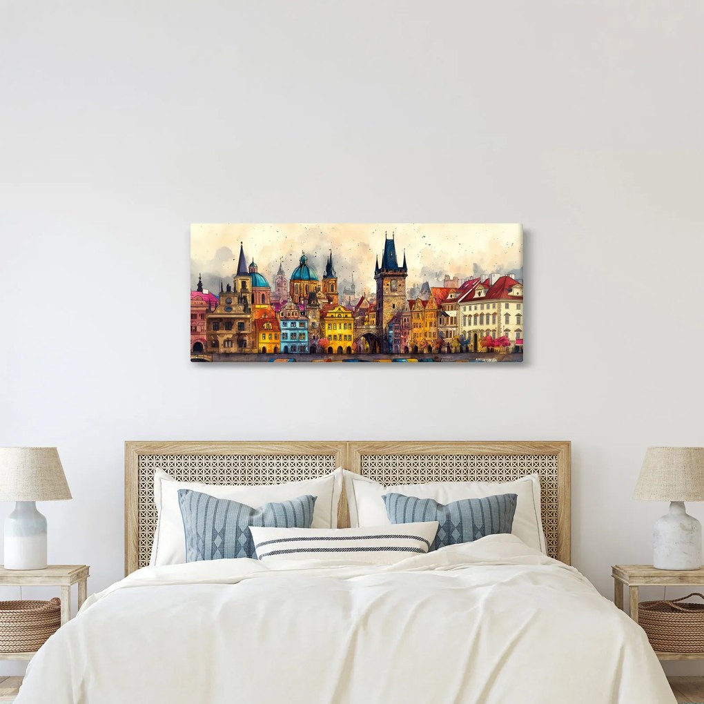 Tablou - Toamna în orașul pictat (120x50 cm)