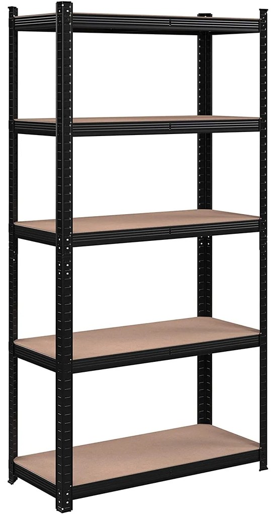 Raft de depozitare metalic, suport de depozitare pe 5 nivele 90 x 180 x 40 cm, negru