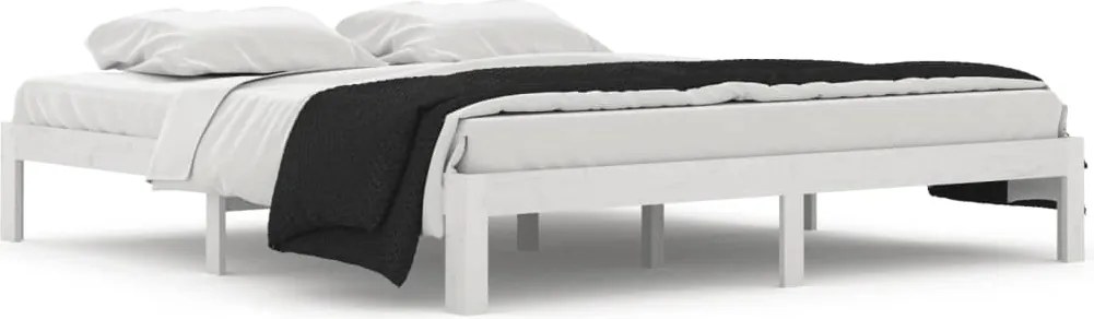 vidaXL Cadru de pat Super King, alb, 180x200 cm, lemn masiv