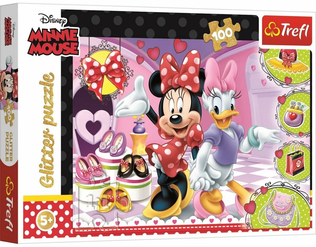Trefl Glitter Puzzle Minnie și Daisy, 100 piese