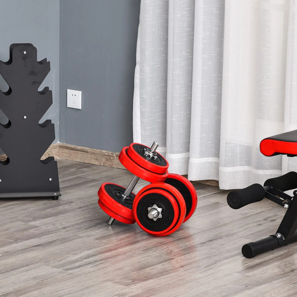 HOMCOM Set Haltere și Gantere 20 kg, Discuri Acoperite în PP, Antrenament Forță și Fitness Acasă | Aosom Romania