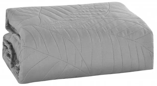 Cuvertura de pat gri deschis cu model LEAVES Dimensiuni: 220 x 240 cm