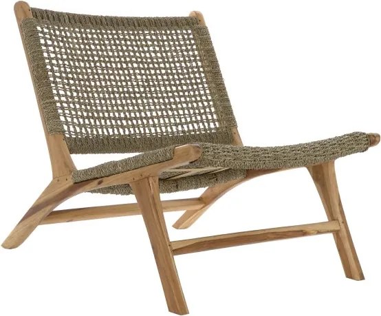 Fotoliu tip scaun maro , din lemn de tec si rattan