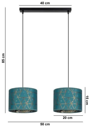 Lustră pe cablu REZO 2xE27/60W/230V turcoaz