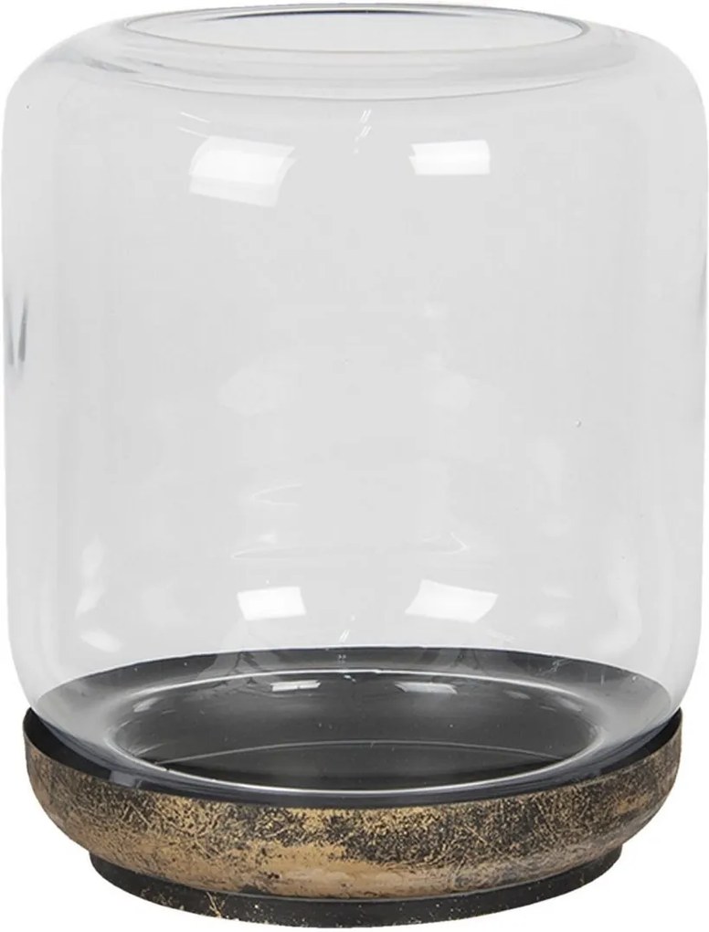 Suport lumanare din metal cupru cu pahar sticla Ø 21 cm x 27 h