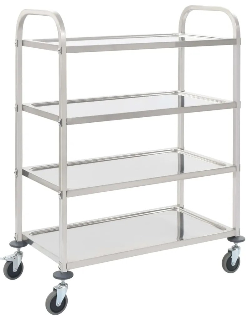 vidaXL Cărucior de bucătărie 4 niveluri 107x55x125 cm oțel inoxidabil