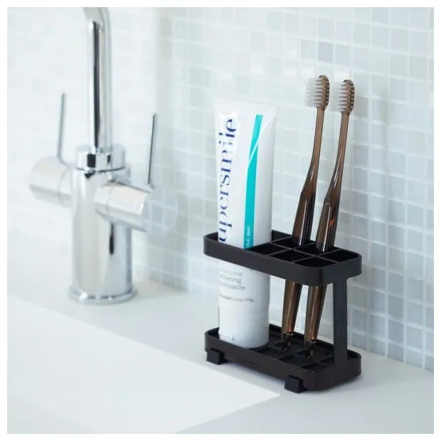 Suport pentru periuțe și pastă YAMAZAKI Tower, negru