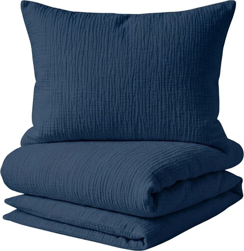 Lenjerie de pat muselina MUSSARI albastru inchis Dimensiune lenjerie de pat: 2 buc 70 x 90 cm | 200 x 220 cm