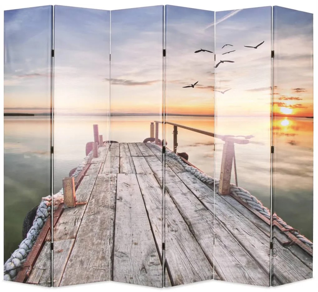 245884 vidaXL Paravan de cameră pliabil, 228 x 170 cm, imprimeu lac