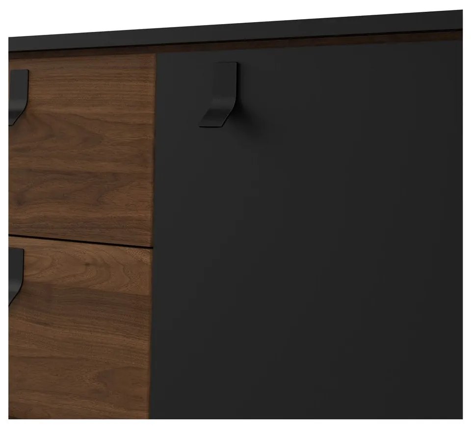 Comodă neagră cu aspect de lemn de nuc 150x72x40 cm Ry – Tvilum