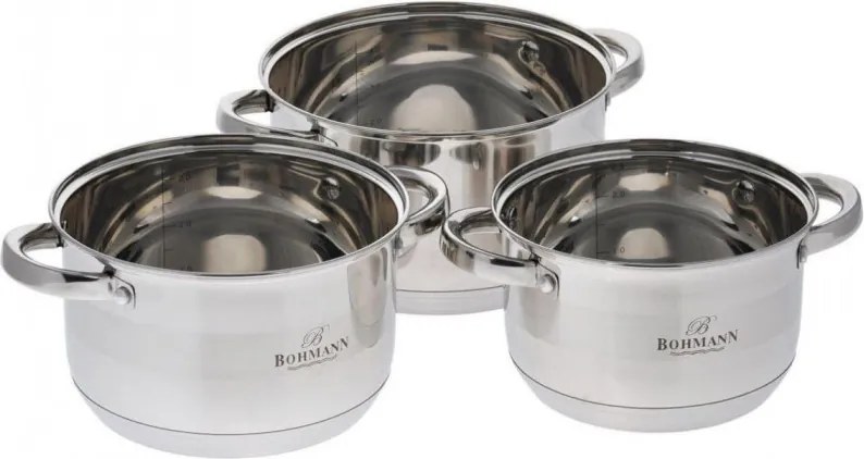 Set oale Bohmann BH 06-275, 6 piese, 2,9 / 3,9 / 5,1 litri, Inductie, Otel inoxidabil
