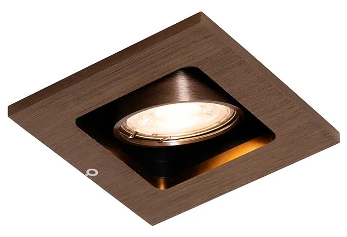 Spot încastrat inteligent bronz închis rotativ și înclinabil, incl. Wifi GU10 50mm - Qure