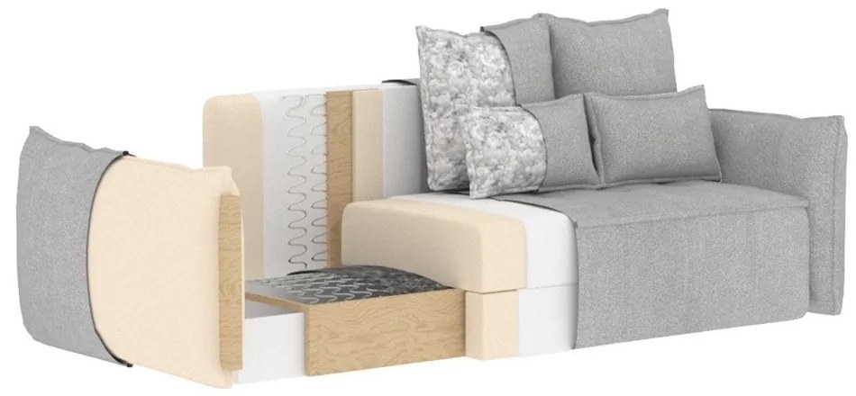 Canapea bej extensibilă/cu spațiu de depozitare cu tapițerie din catifea 242 cm Weltton – ELTAP