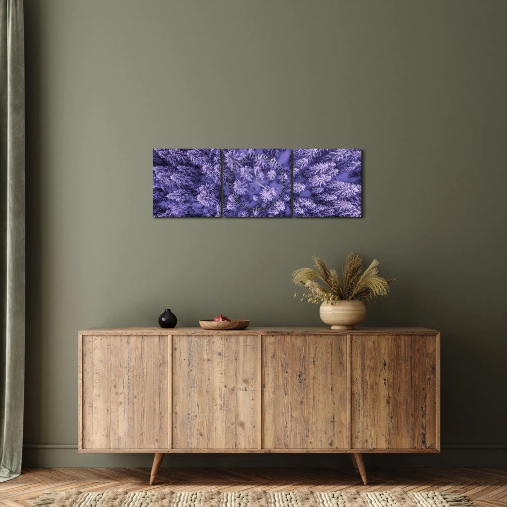Tablou cu copacii înzăpeziți (cu ceas) (90x30 cm)