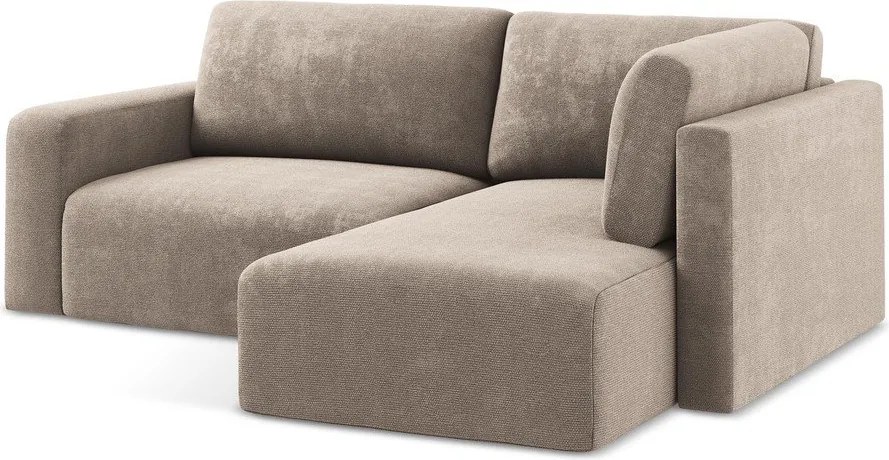 Colțar bej extensibil/cu spațiu de depozitare cu tapițerie din chenille (cu colț pe partea dreaptă/în formă de ”L”) Kona – Makamii