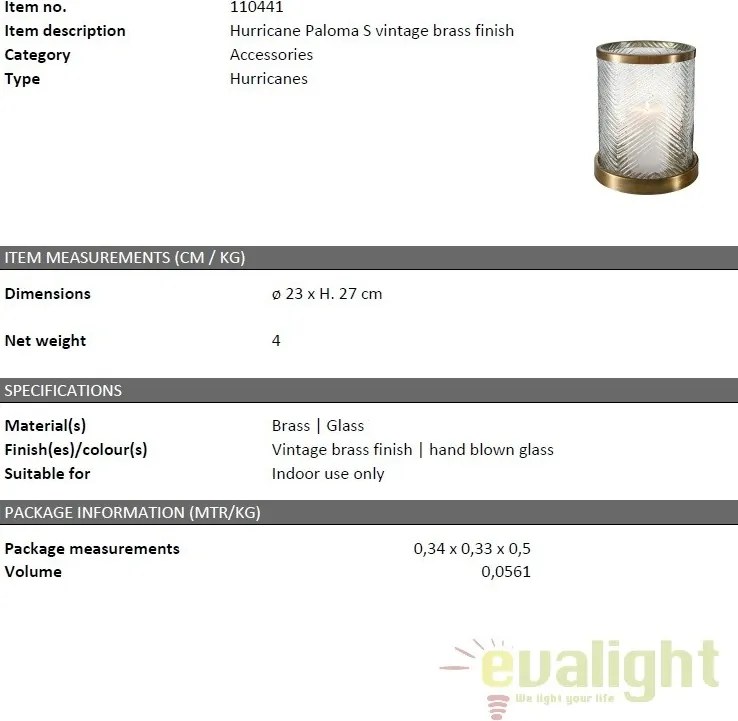 Suport lumanare design LUX Paloma S 110441 HZ