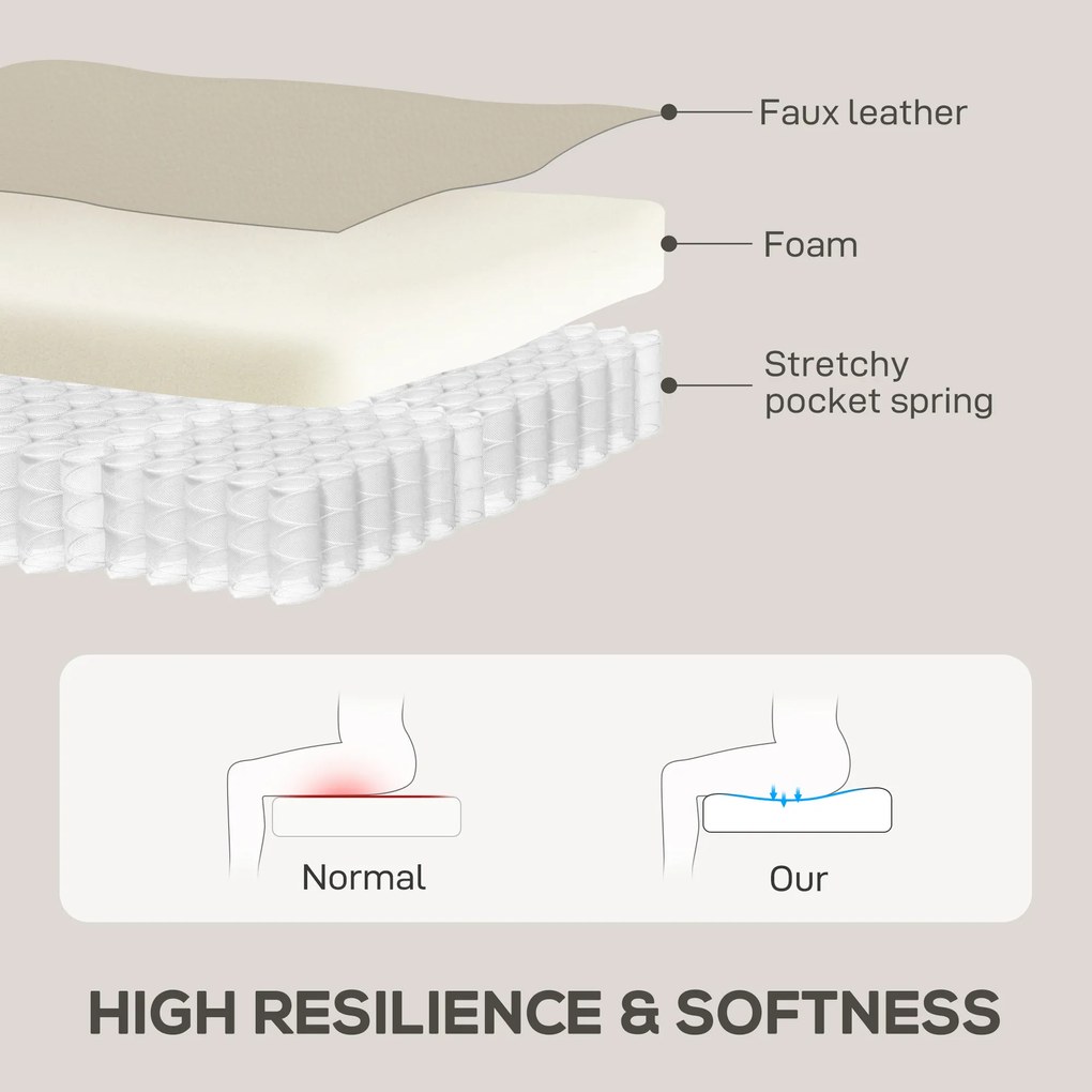 HOMCOM Scaun Reclinabil Manual Relaxant cu Suport pentru Picioare și Bază Pivotantă Fără Brațe, Crem | Aosom Romania