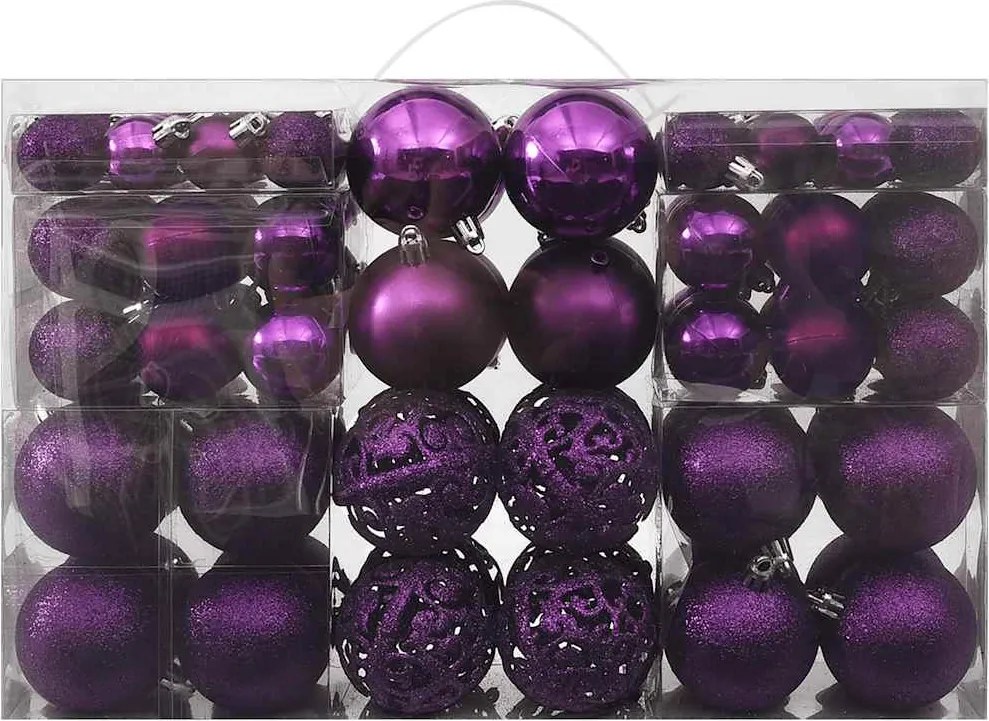vidaXL Set globuri de Crăciun, 100 piese, violet