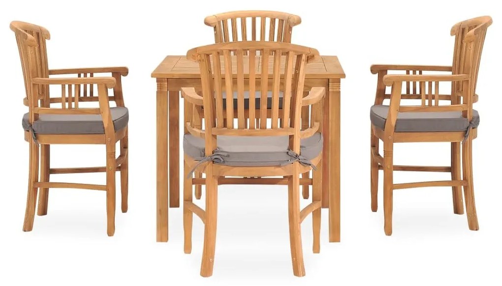 Set mobilier de gradina cu perne, 5 piese, lemn masiv de tec