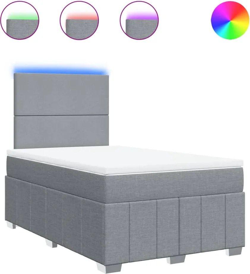 vidaXL Pat box spring cu saltea, gri deschis, 120x190 cm, textil