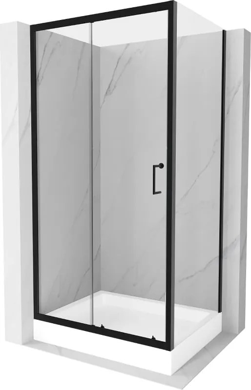 Mexen Apia cabină de duș glisantă 120 x 90 cm, transparentă, neagră + cădiță Rio - 840-120-090-70-00-4510