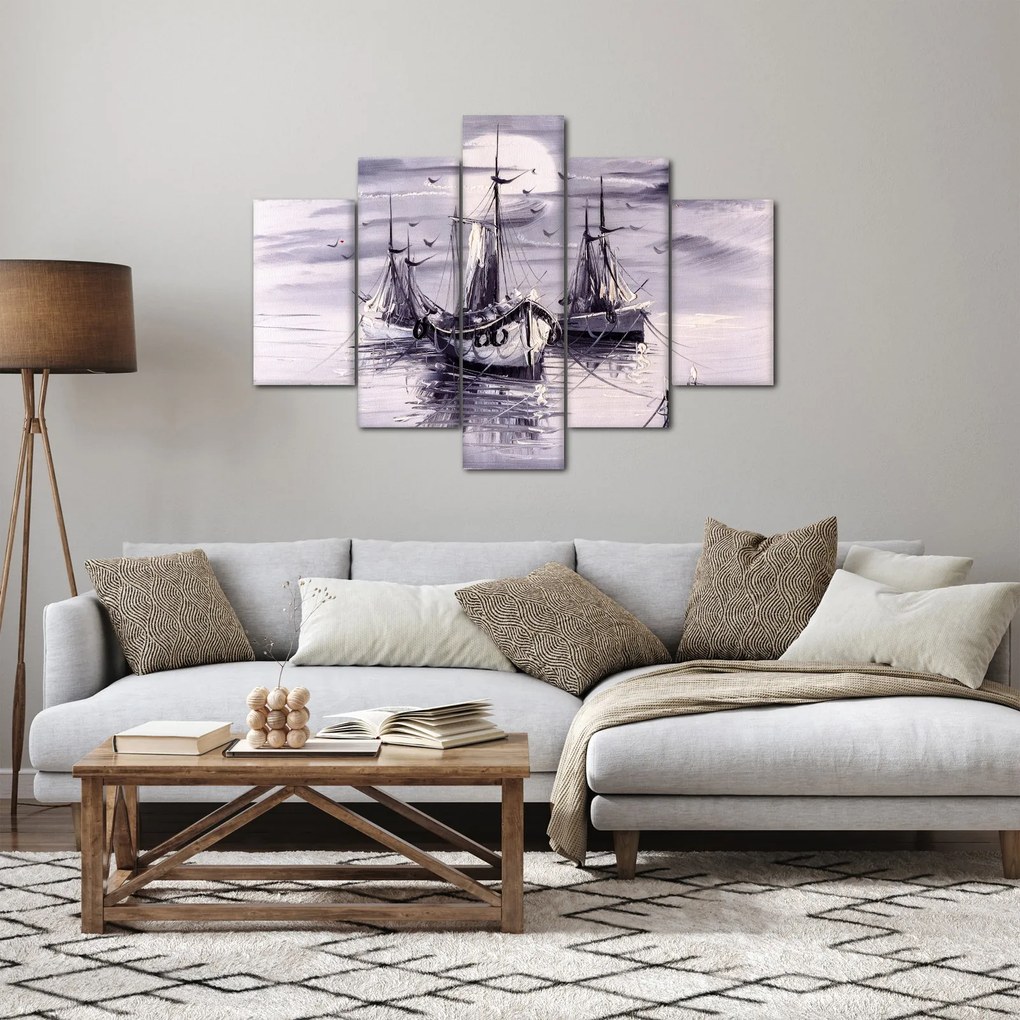 Tablou - Port marin, pictură în ulei (150x105 cm)