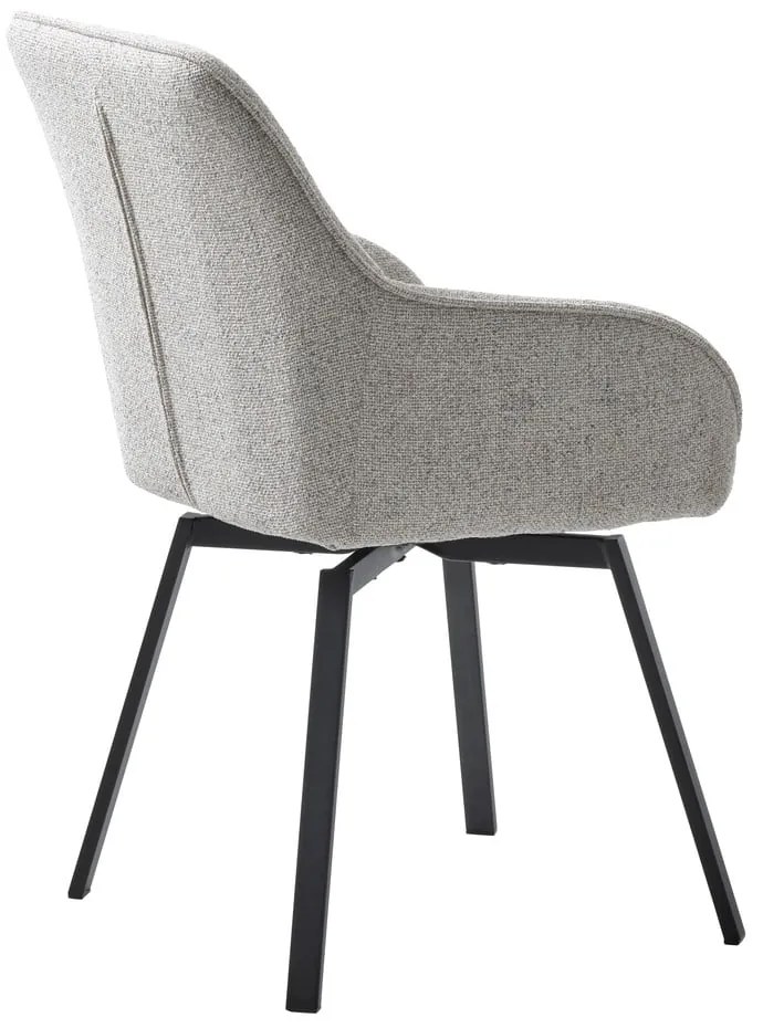 Scaun de sufragerie gri deschis cu cotiere tapițat Alma – Unique Furniture