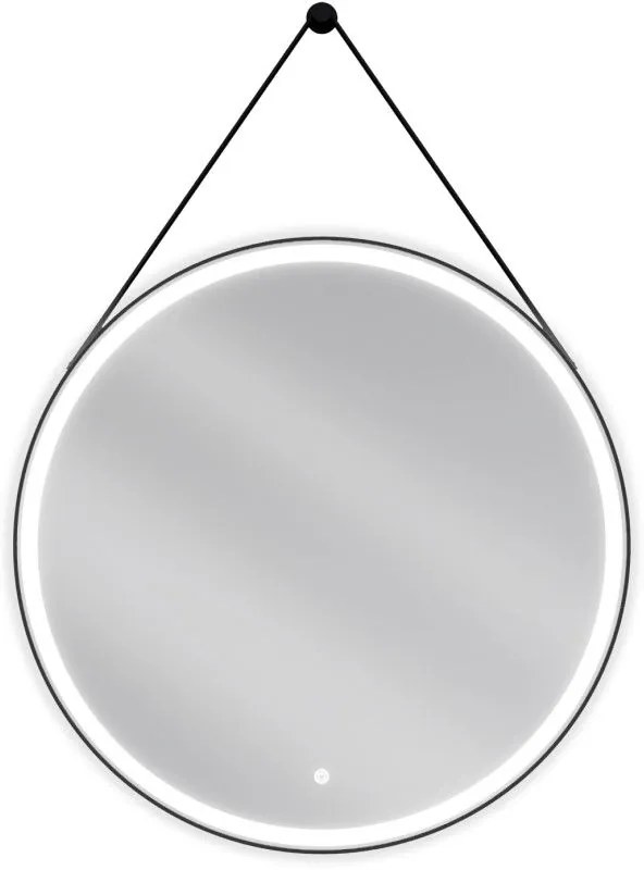 Mexen Reni oglindă de baie iluminată, rotundă 80 cm, LED 6000K, anti-abur, ramă neagră - 9812-080-080-611-70