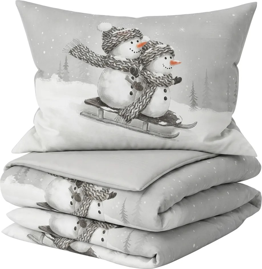 Lenjerie de pat 3D din bumbac Renforce FROSTY gri, 100% bumbac Dimensiune lenjerie de pat: 80 x 80 cm | 135 x 200 cm