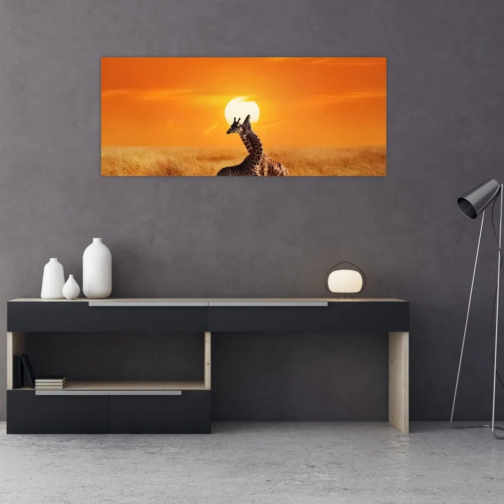 Tablou - Girafe în Parcul Național Serengeti (120x50 cm)
