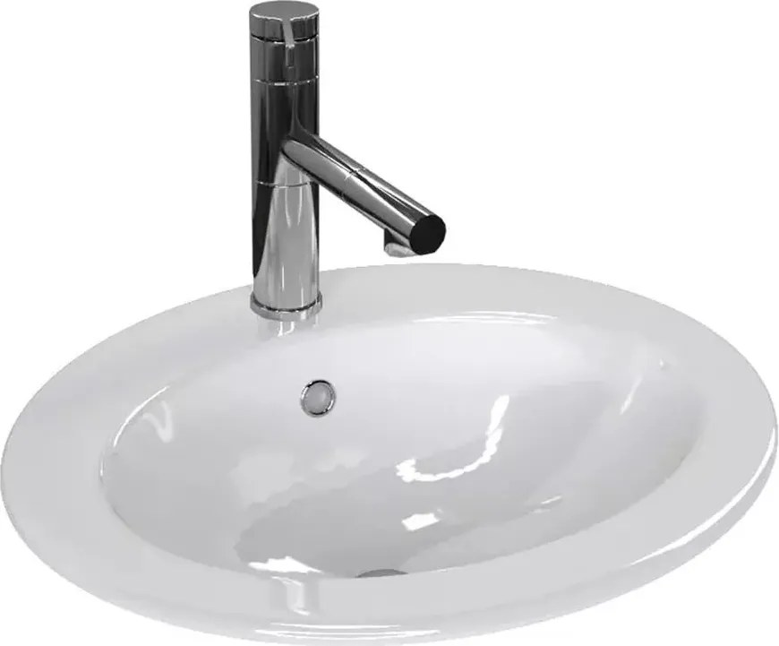 Lavoar incastrat Rea Magari oval finisaj alb lucios 50 cm