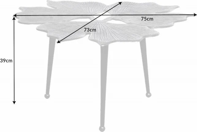 Masuta cu aspect deosebit Ginkgo Leafs 75cm, argintiu