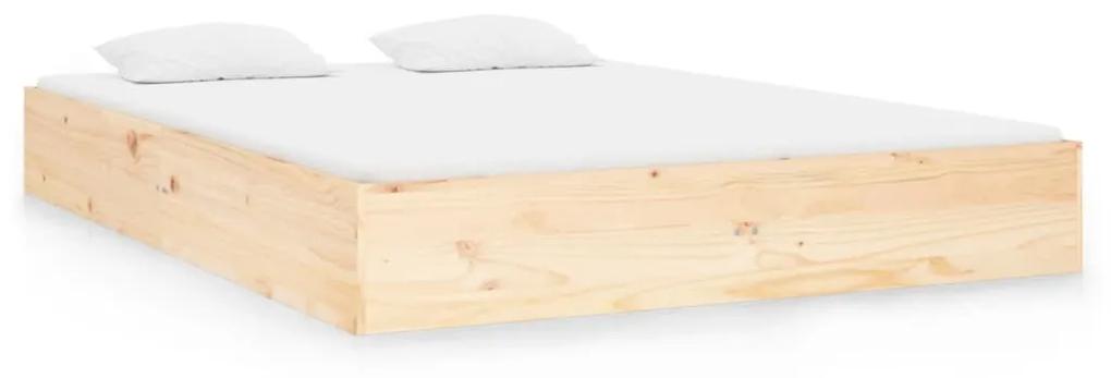 820077 vidaXL Cadru de pat dublu, 135x190 cm, lemn masiv