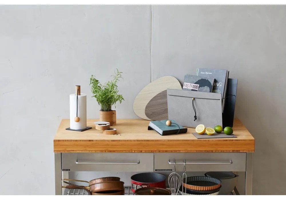 Suport vertical pentru prosoape de bucătărie din hârtie gri antracit ø 13 cm Hippo – LIND DNA